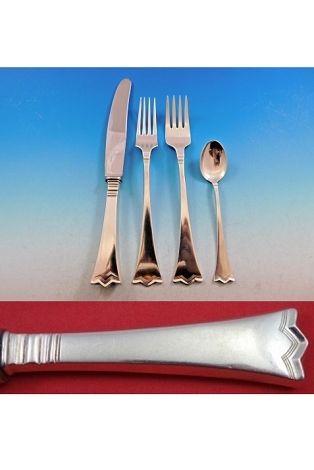 Kronesolv by J Tostrup Norway Sterling Silver Flatware Set Service 24 Pieces